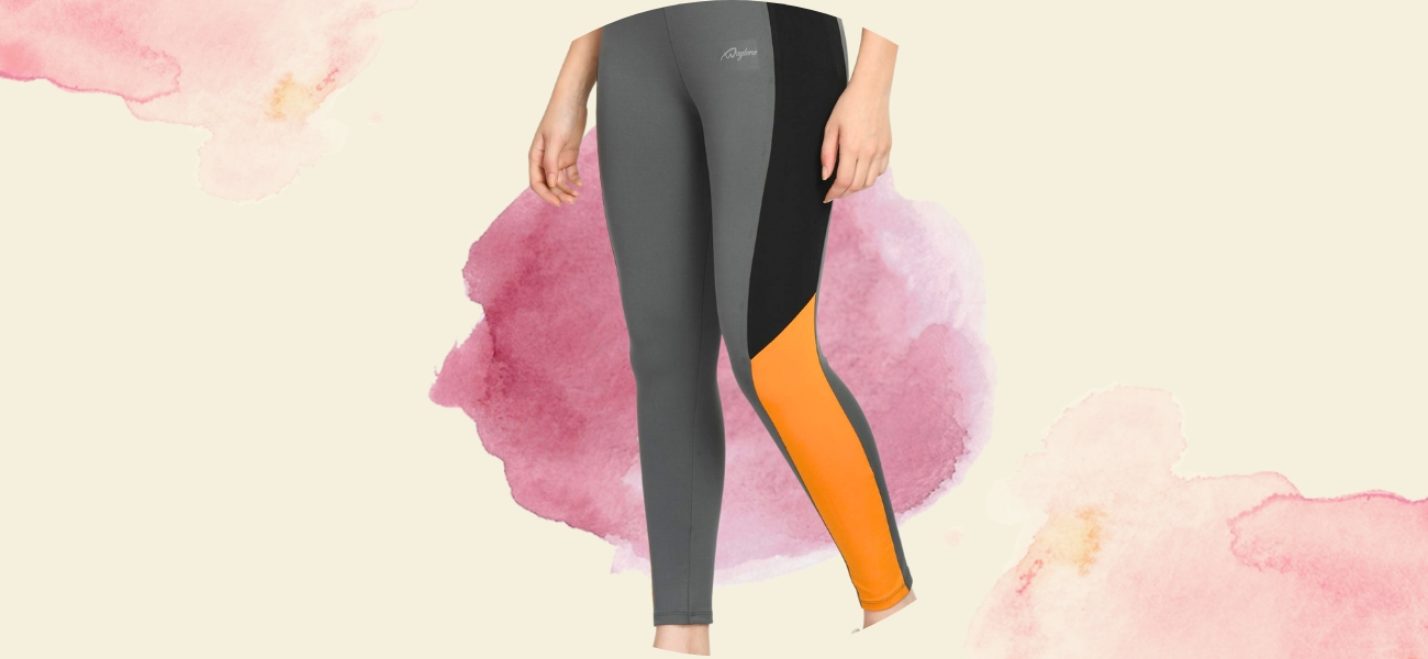 Close-up of a woman wearing Waylene high-waisted leggings.