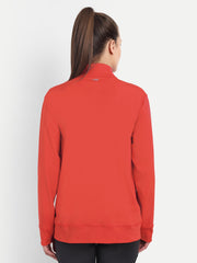 Waylene Red Training Jacket back view highlighting seamless design