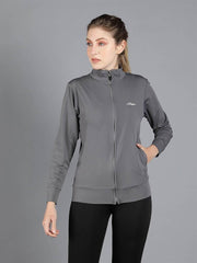 Waylene Grey Sweatshirt with Side Pockets and Logo Detail