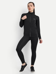 Waylene Black Tracksuit for Women with Front Zipper and Ergonomic Design for Optimal Movement