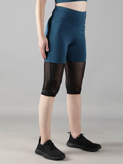 Waylene Women's Light Blue High-Waisted Sports Capris Side Angle