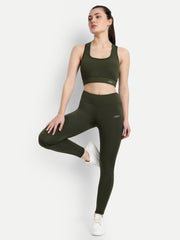 Waylene Olive Green Track Suit with Athletic Fit and Racerback Style