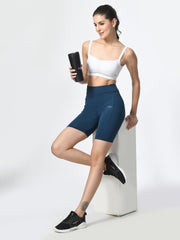 Waylene Teal Blue High-Performance Shorts with Slim Fit for Women, ideal for gym, training, running, cycling, and yoga.