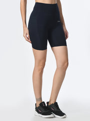 Waylene Navy Blue Shorts with side pocket detail and high waist fit