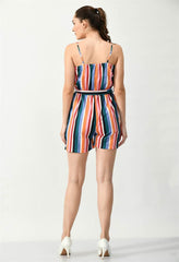 Back view of Waylene Striped Cami Jumpsuit with Relaxed Fit