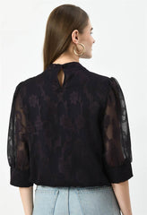 Waylene Dark Jamuni Western Top, back view showing keyhole detail