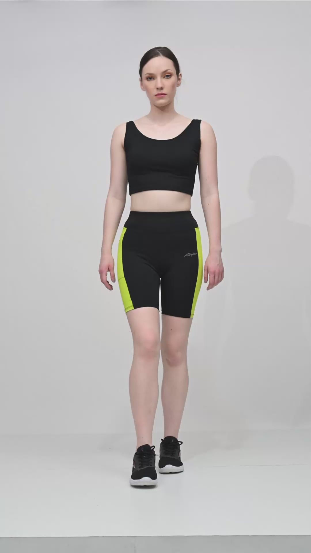 Waylene Black and Parrot Green Colour Block Women's Gym Shorts: High-Performance, Dry-Fit & Slim Fit for Gym, Training, Running, Cycling & Yoga