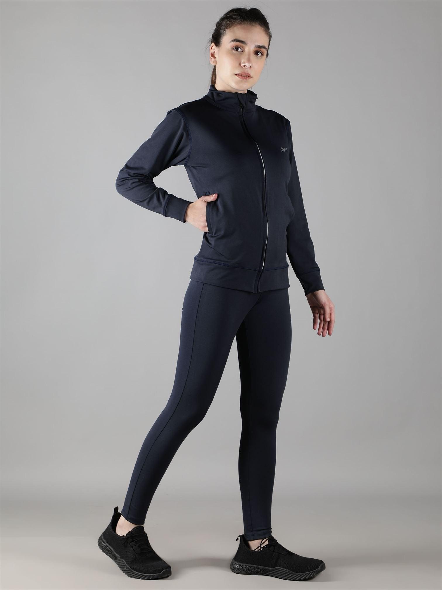 Waylene Navy Blue Track Suit with Slim Fit and Full-Length Leggings