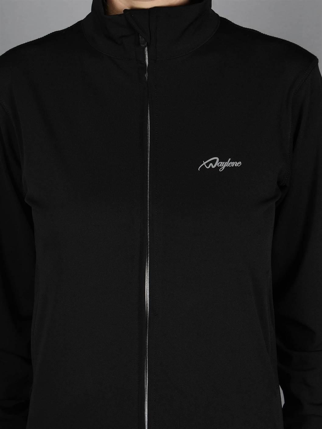 Waylene Black Sweatshirt Close-up with Logo and Full Zip