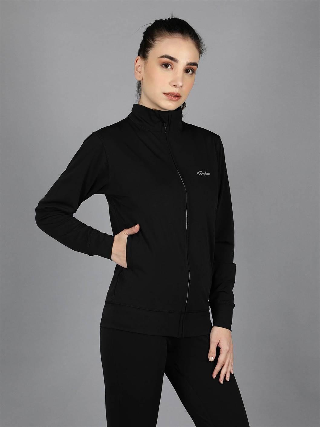 Waylene Black Sweatshirt Front View with Logo Detail