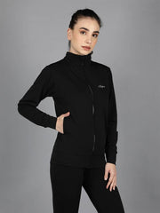 Waylene Black Sweatshirt Front View with Logo Detail
