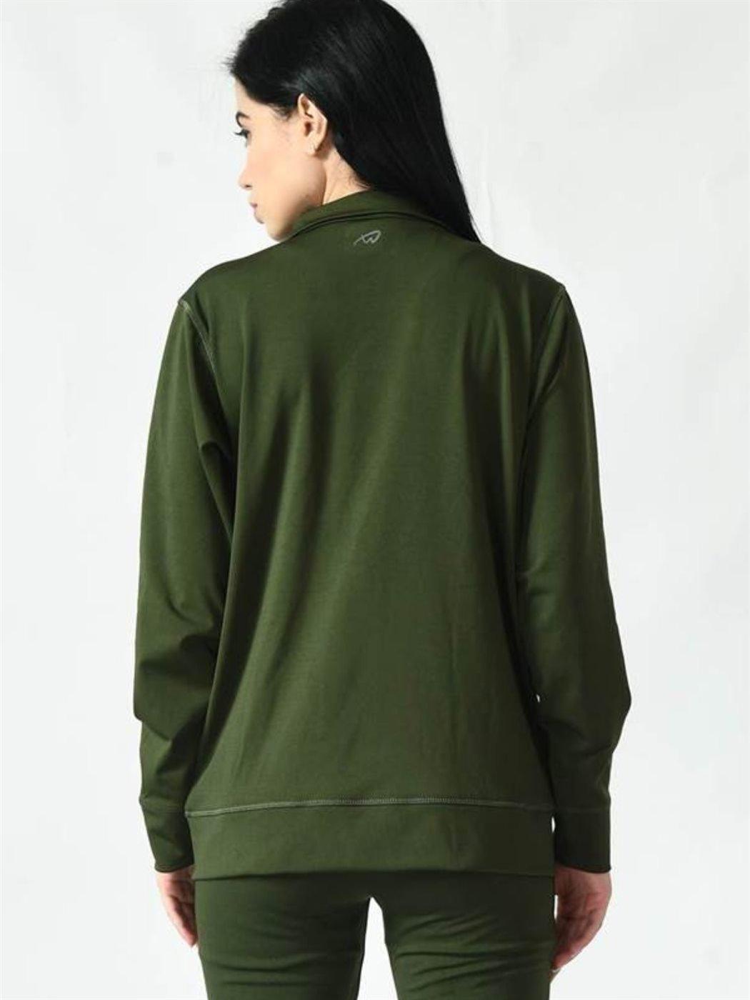 Waylene Olive Green Sweatshirt Back View with Seam Details