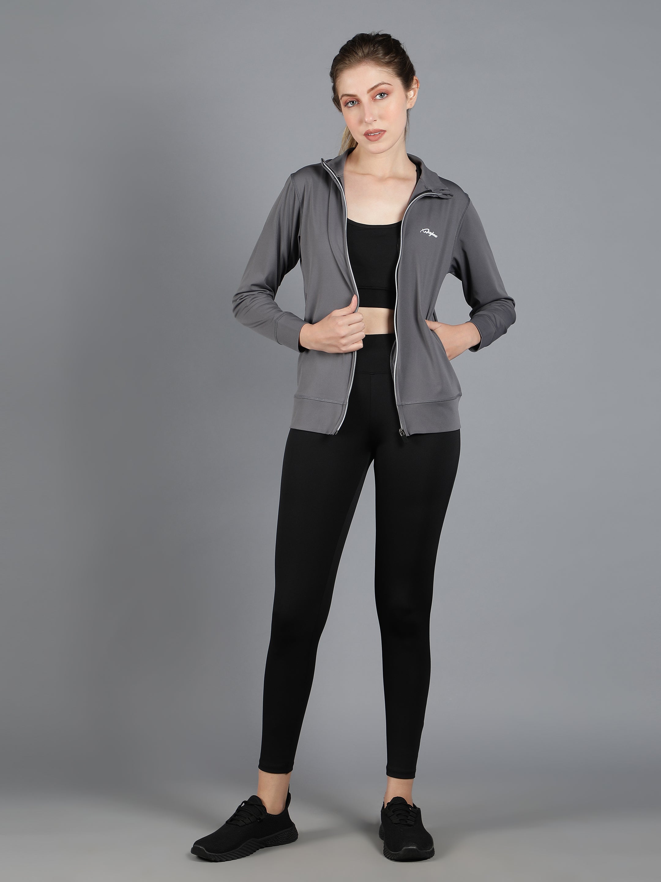 Grey and Black Colorblock Tracksuit for Women - Waylene