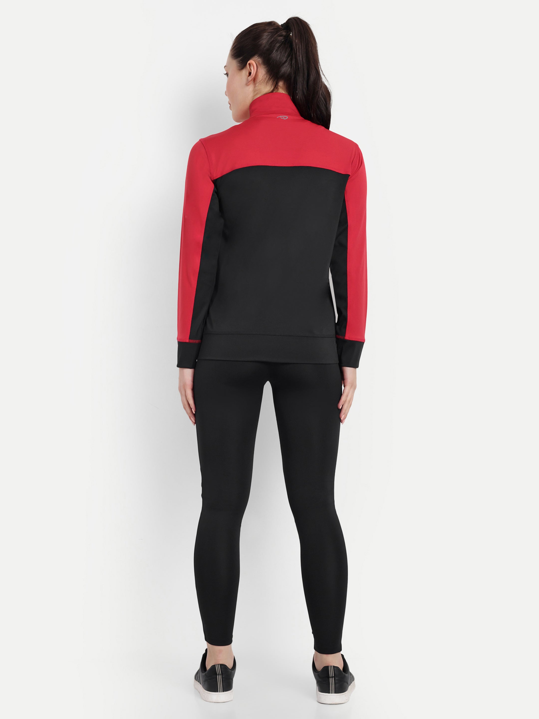 Red and Black Colorblock Tracksuit for Women - Waylene