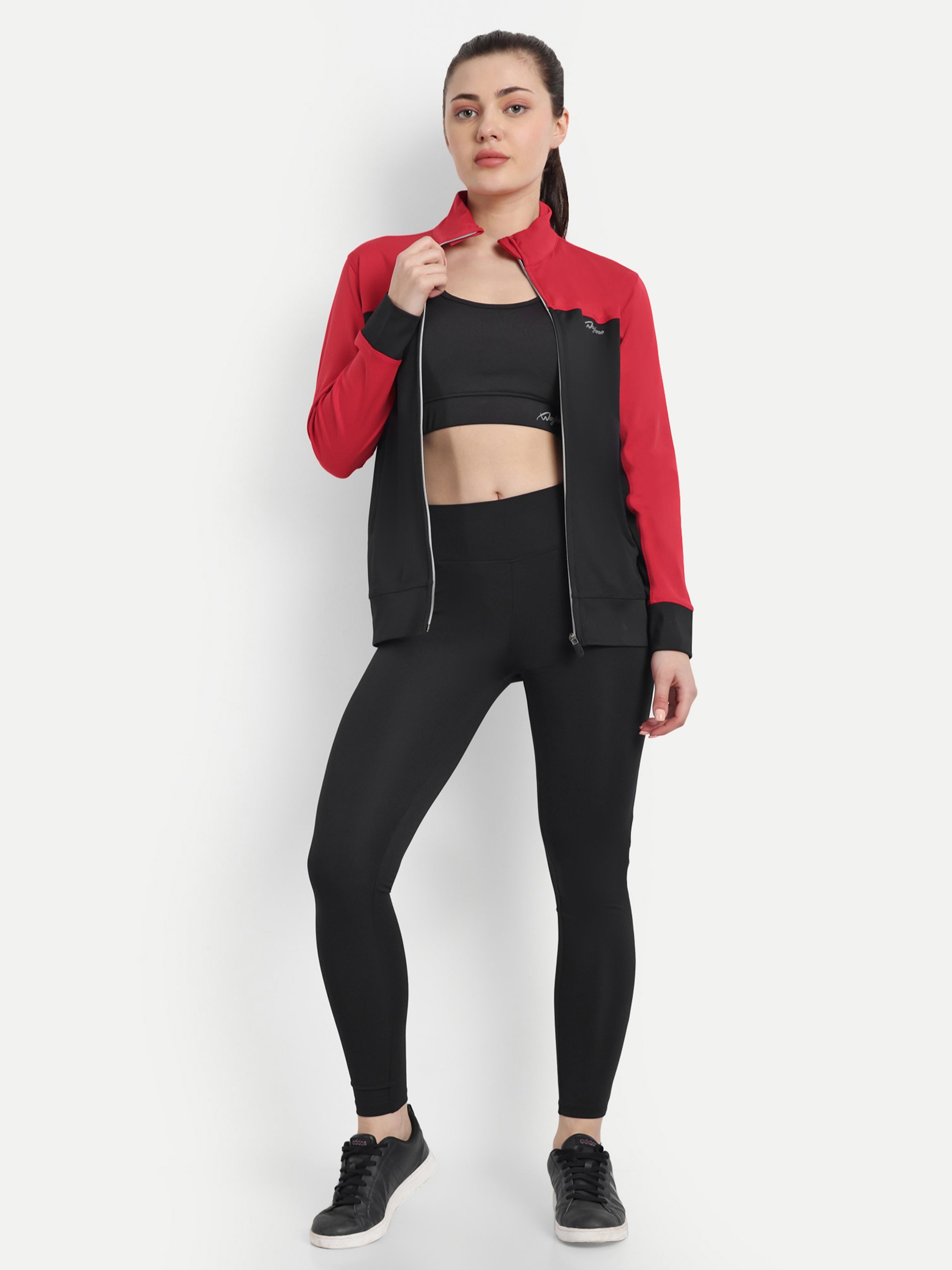 Red and Black Colorblock Tracksuit for Women - Waylene