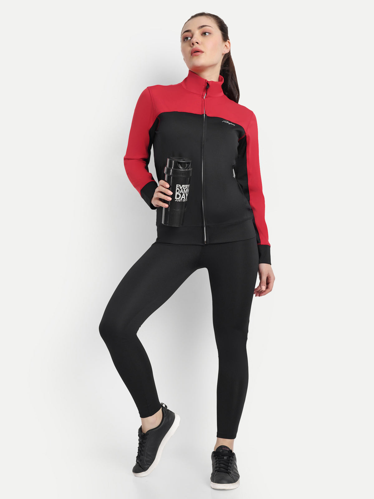 Red and Black Colorblock Tracksuit for Women - Waylene