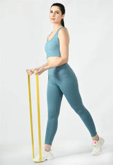 Waylene Airforce Blue Track Suit with Sports Bra and Leggings, front view
