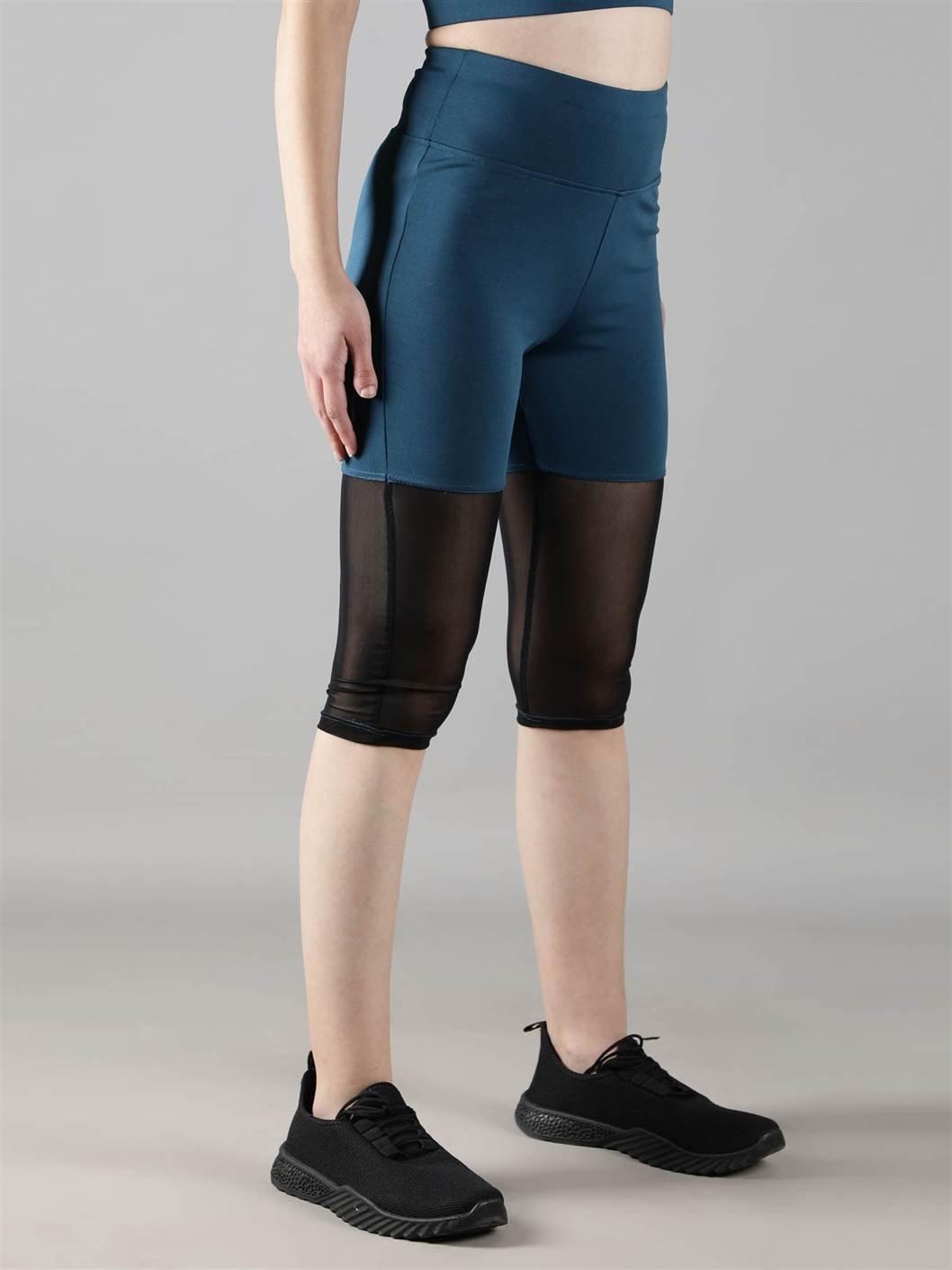 Waylene Women's Light Blue High-Waisted Sports Capris Side Angle