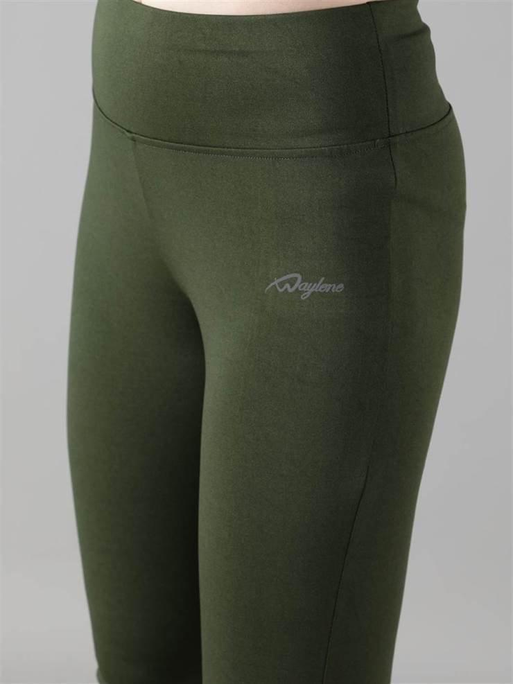 Waylene Olive Green Skinny Fit Capri Tights for Women, Ideal for Yoga and Gym, Shop Online, Buy Online