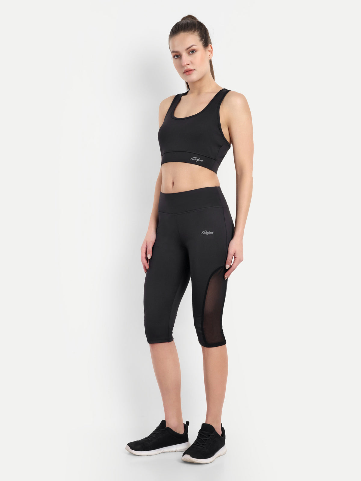 Women Track Suit With Stylish capri Tights (Black) - Waylene