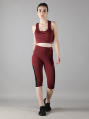 Women Track Suit With Stylish capri Tights (Wine) - Waylene