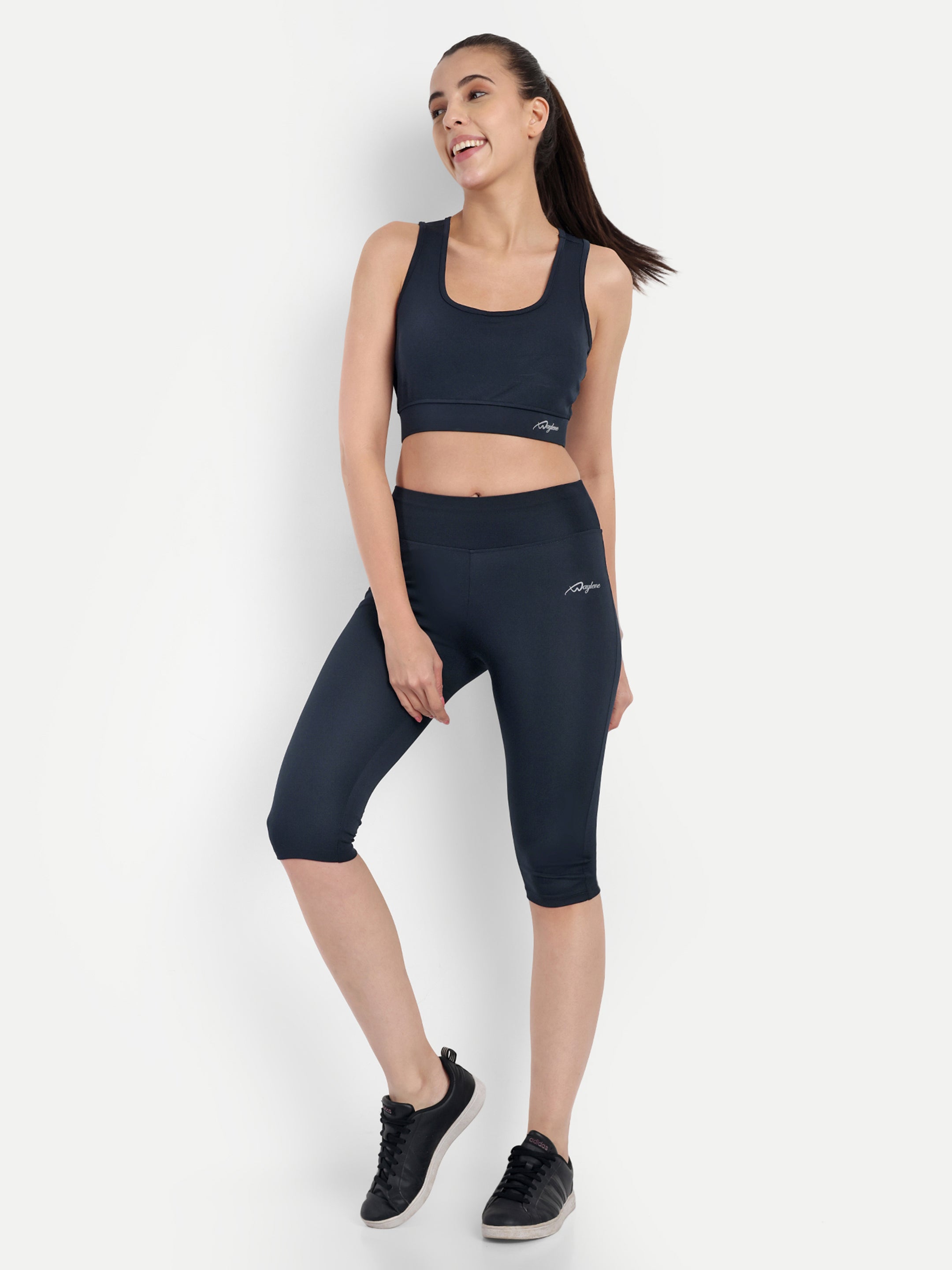 Women Track Suit With Stylish capri Tights (Navy Blue) - Waylene