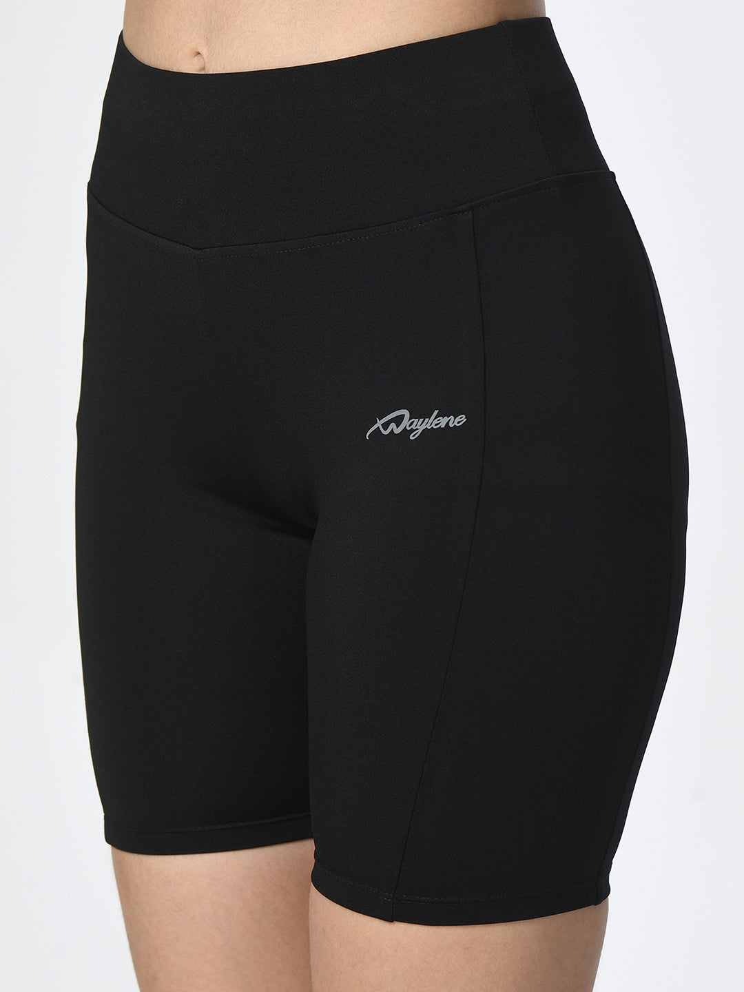 Waylene black shorts for women gym yoga and running Fabric view