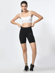 Waylene black shorts for women gym yoga and running Front