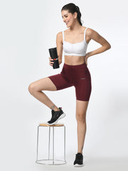 Waylene wine-colored high-performance shorts for women, front view