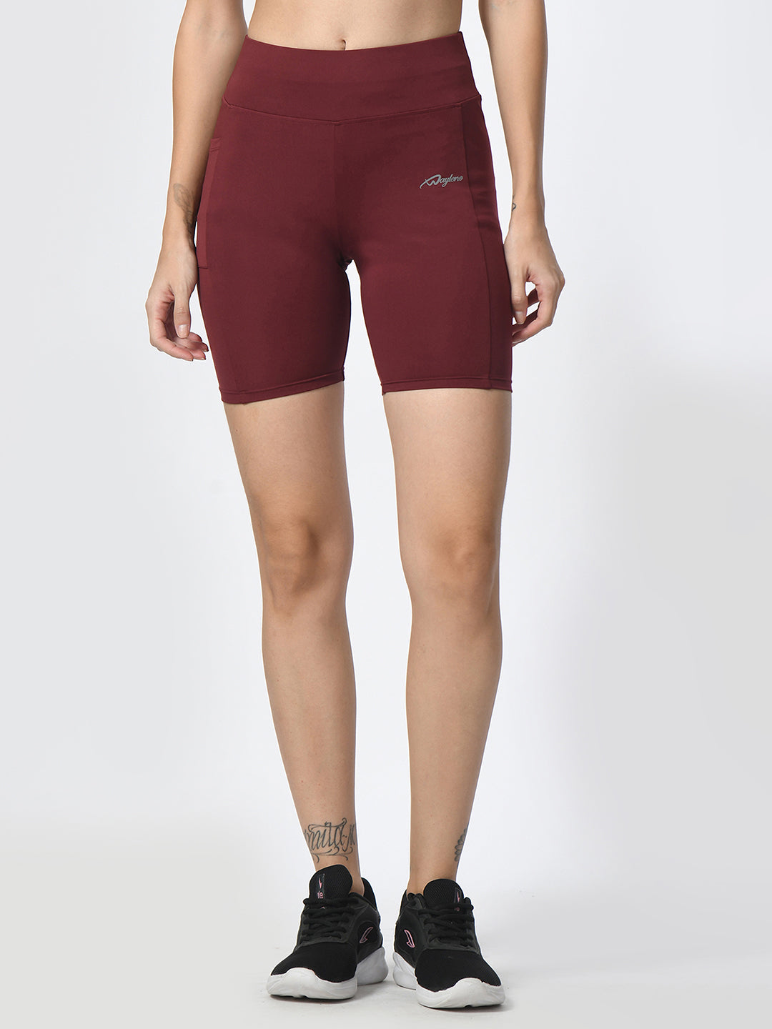 Waylene wine-colored high-performance shorts for women, front view close