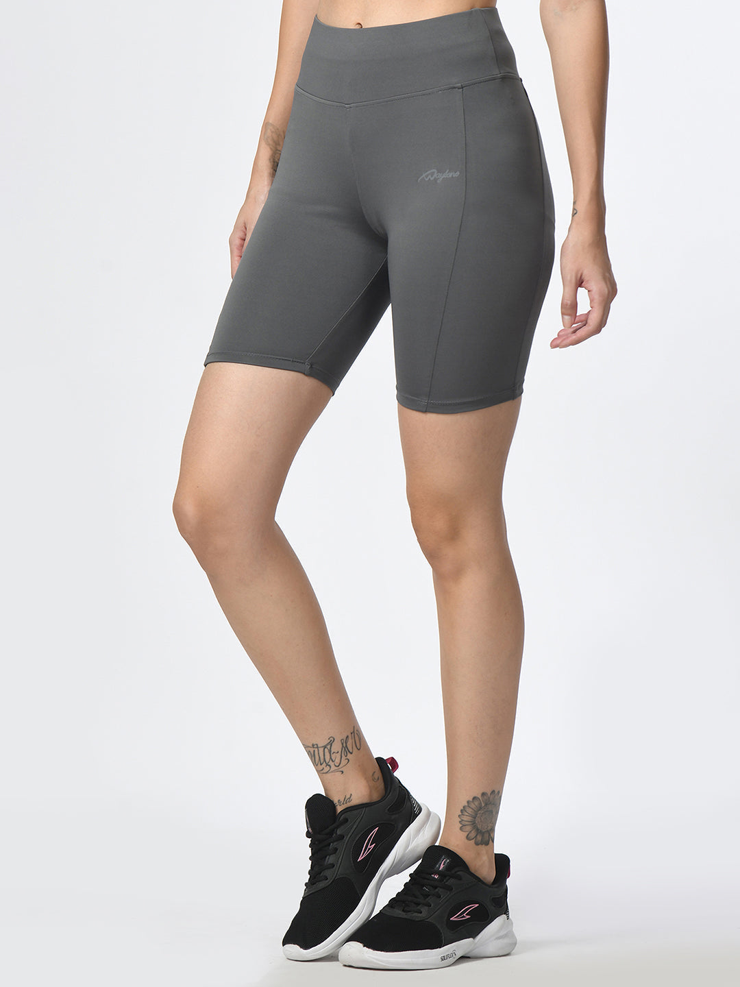 Waylene Grey Women's Gym Shorts with High Waist and Moisture-Wicking Fabric