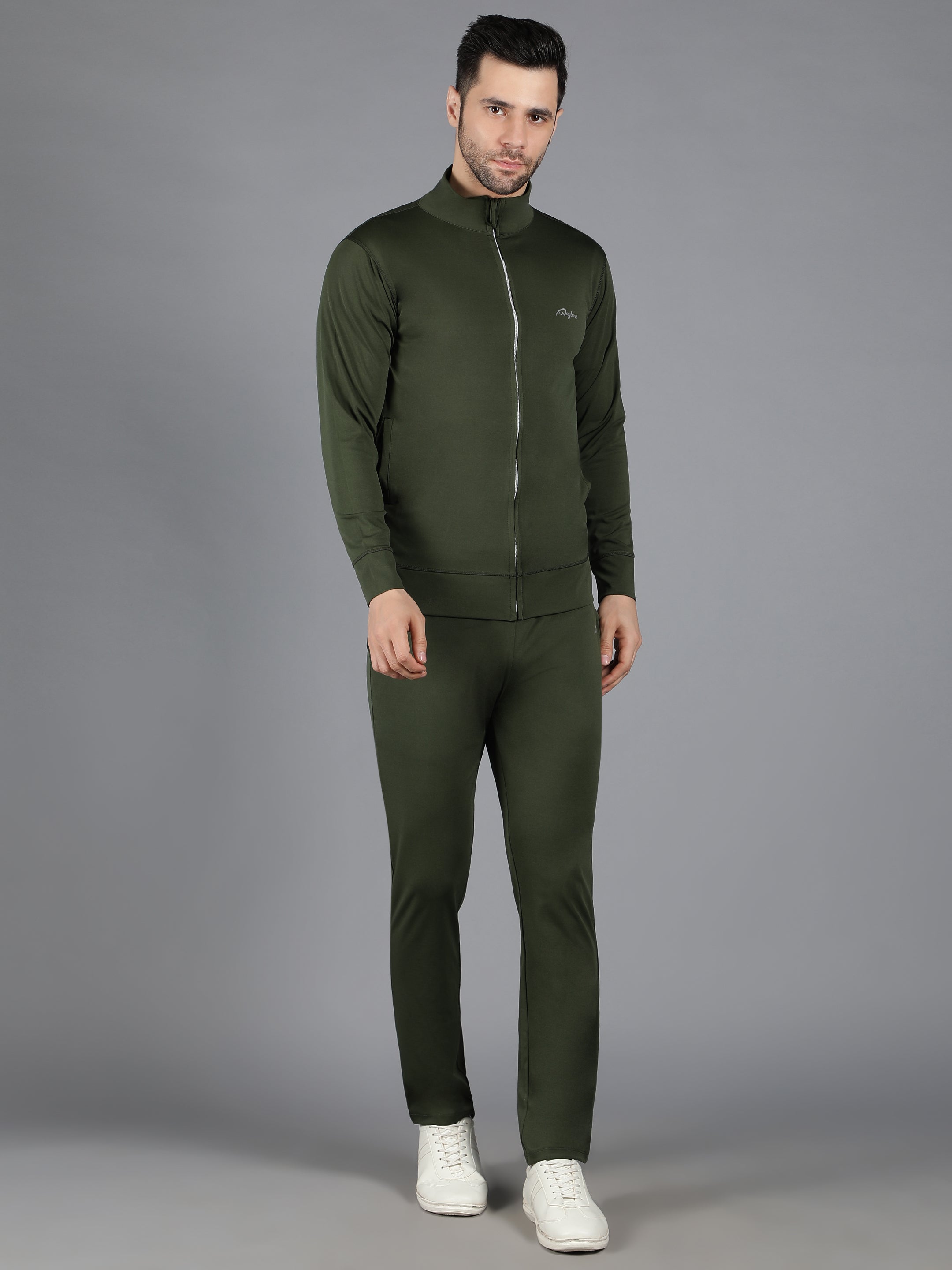 Slimfit Training Sweatshirt and Trackpant Set Olive Green - Waylene