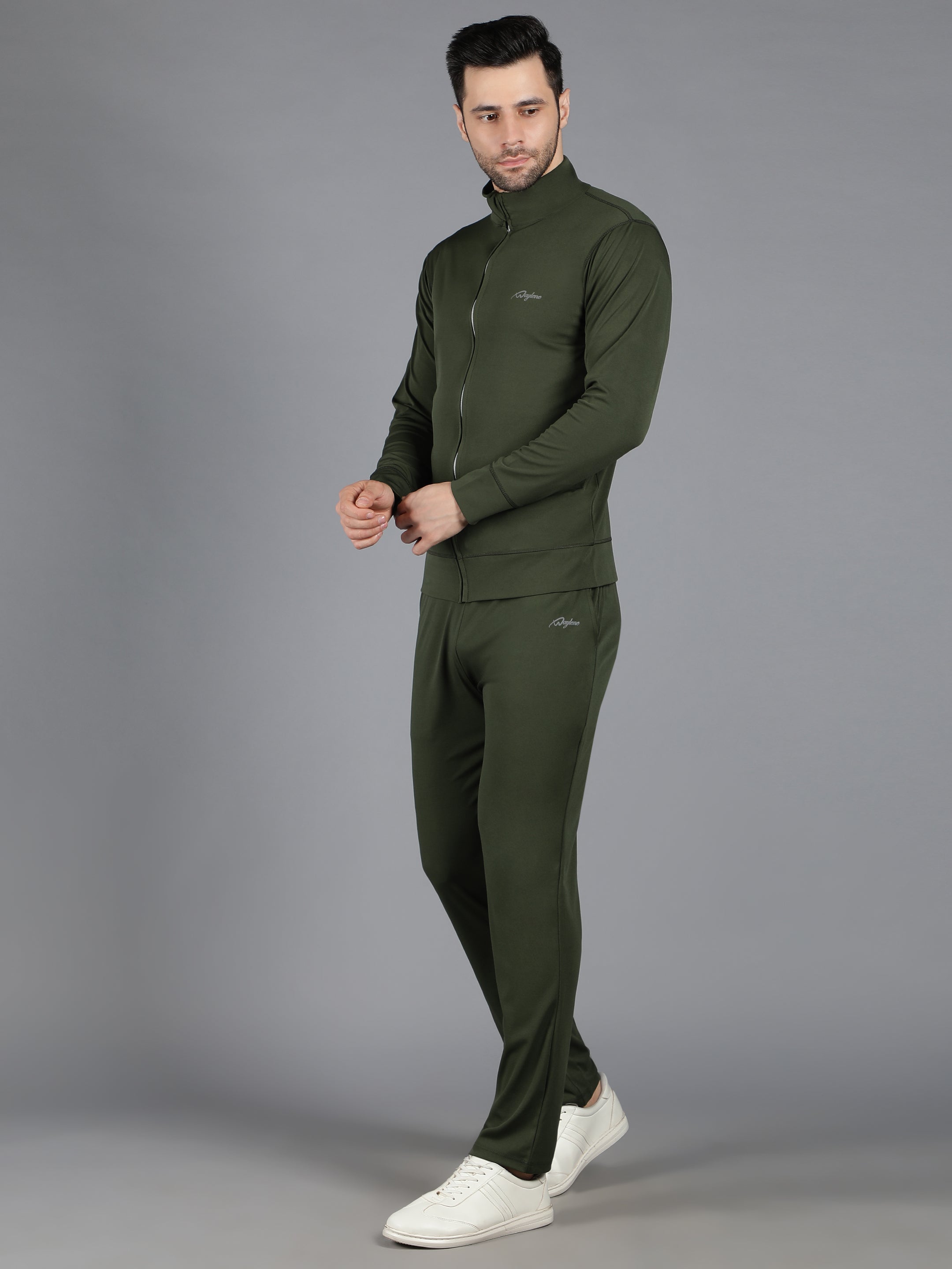 Slimfit Training Sweatshirt and Trackpant Set Olive Green - Waylene