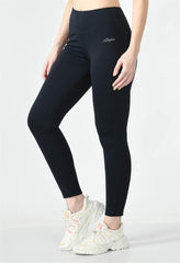 Waylene Navy Blue High-Waisted Sports Leggings - Side View