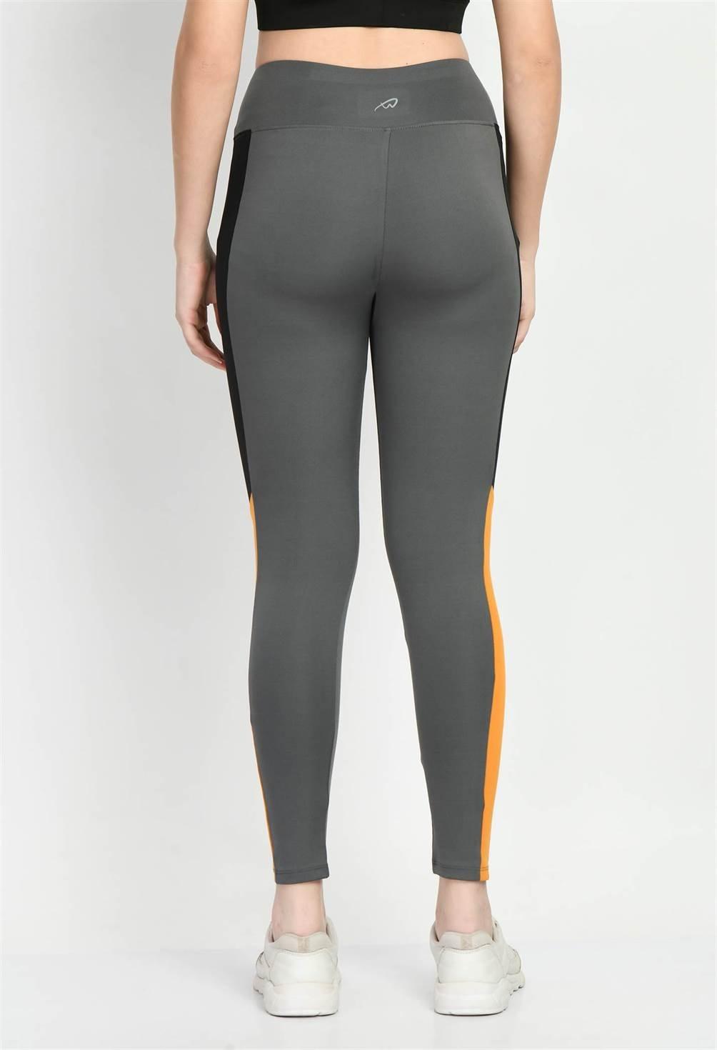 Sports Wear Color Block Grey Tights - Waylene