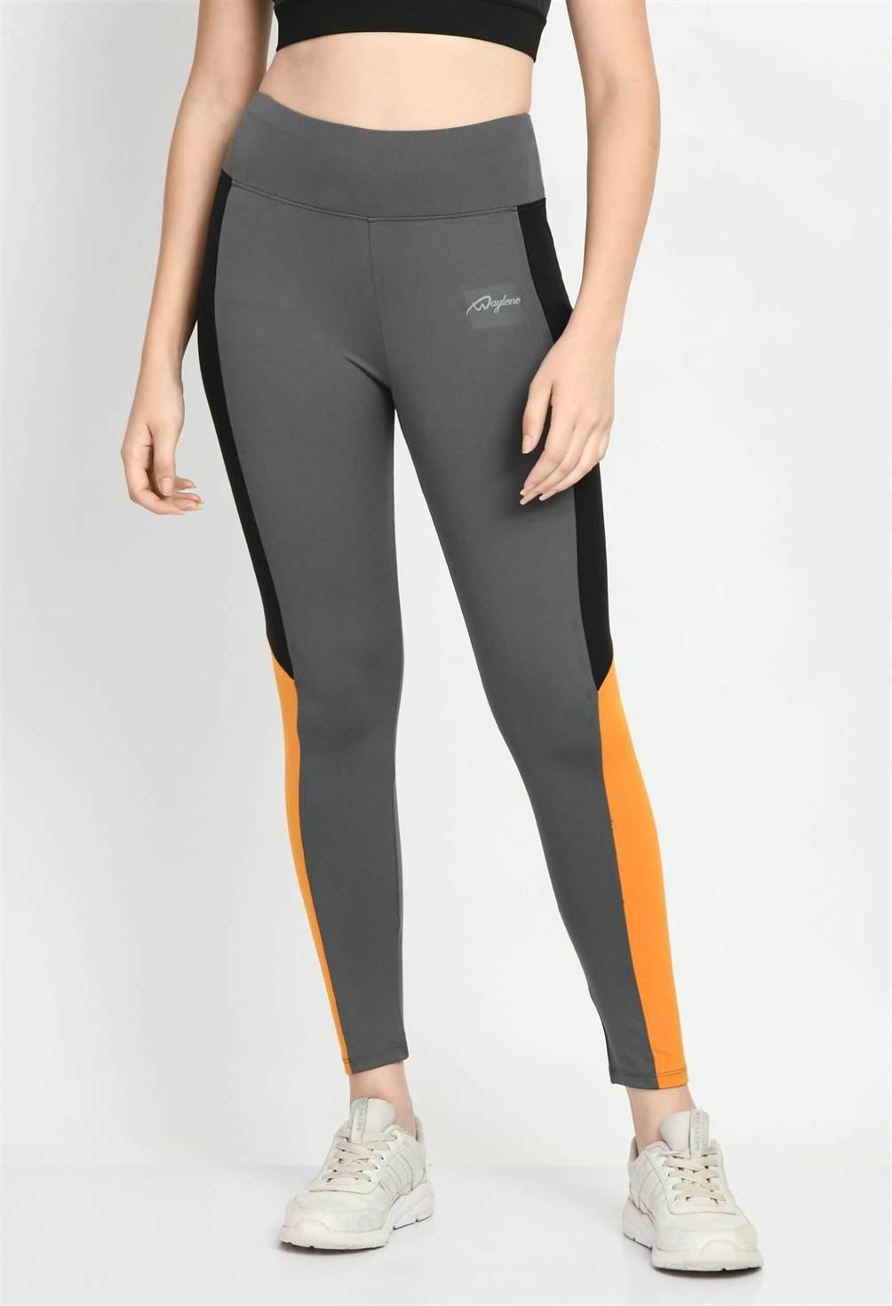 Sports Wear Color Block Grey Tights - Waylene