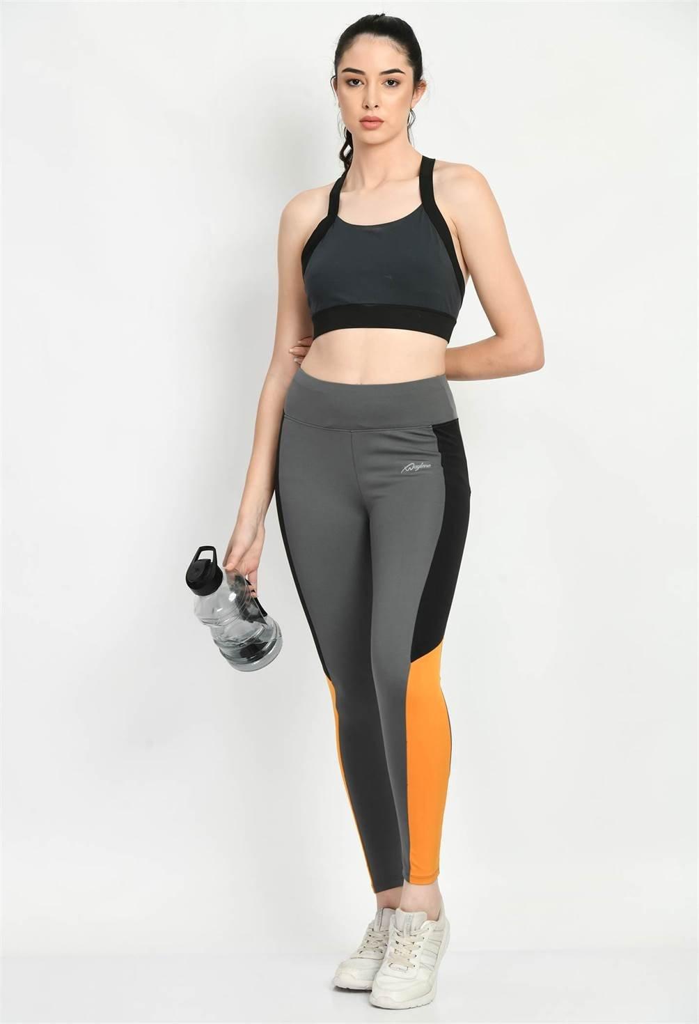 Sports Wear Color Block Grey Tights - Waylene