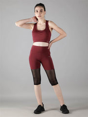 Women Track Suit With Stylish capri Tights (Wine Colour) - Waylene