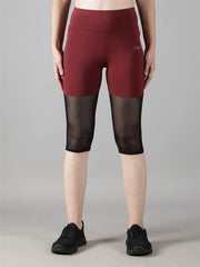 Women Track Suit With Stylish capri Tights (Wine Colour) - Waylene