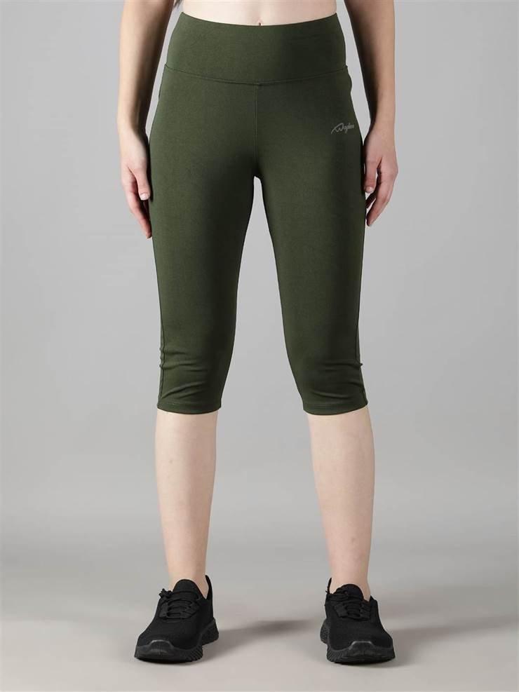 Women Capri Tights Olive Green - Waylene