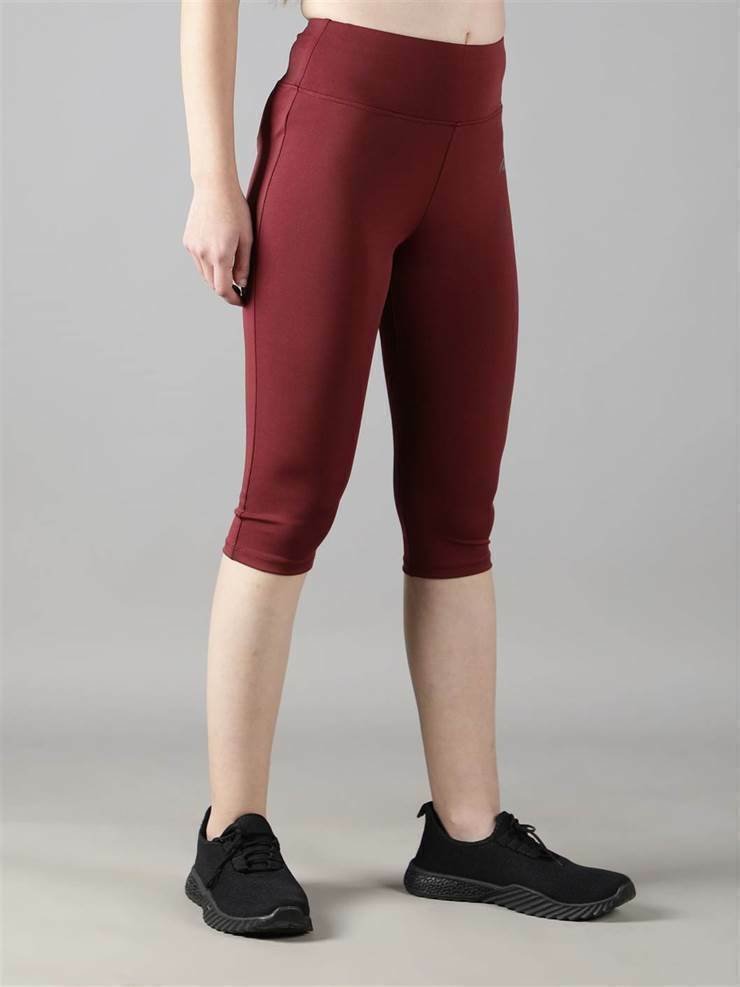 Women Track Suit With capri Tights (Wine Colour) - Waylene