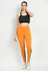 Sports Wear Color Block Mustard Tights - Waylene