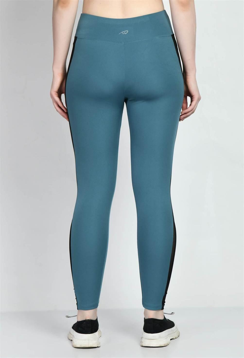 Sports Wear Color Block Airforce Blue Tights - Waylene