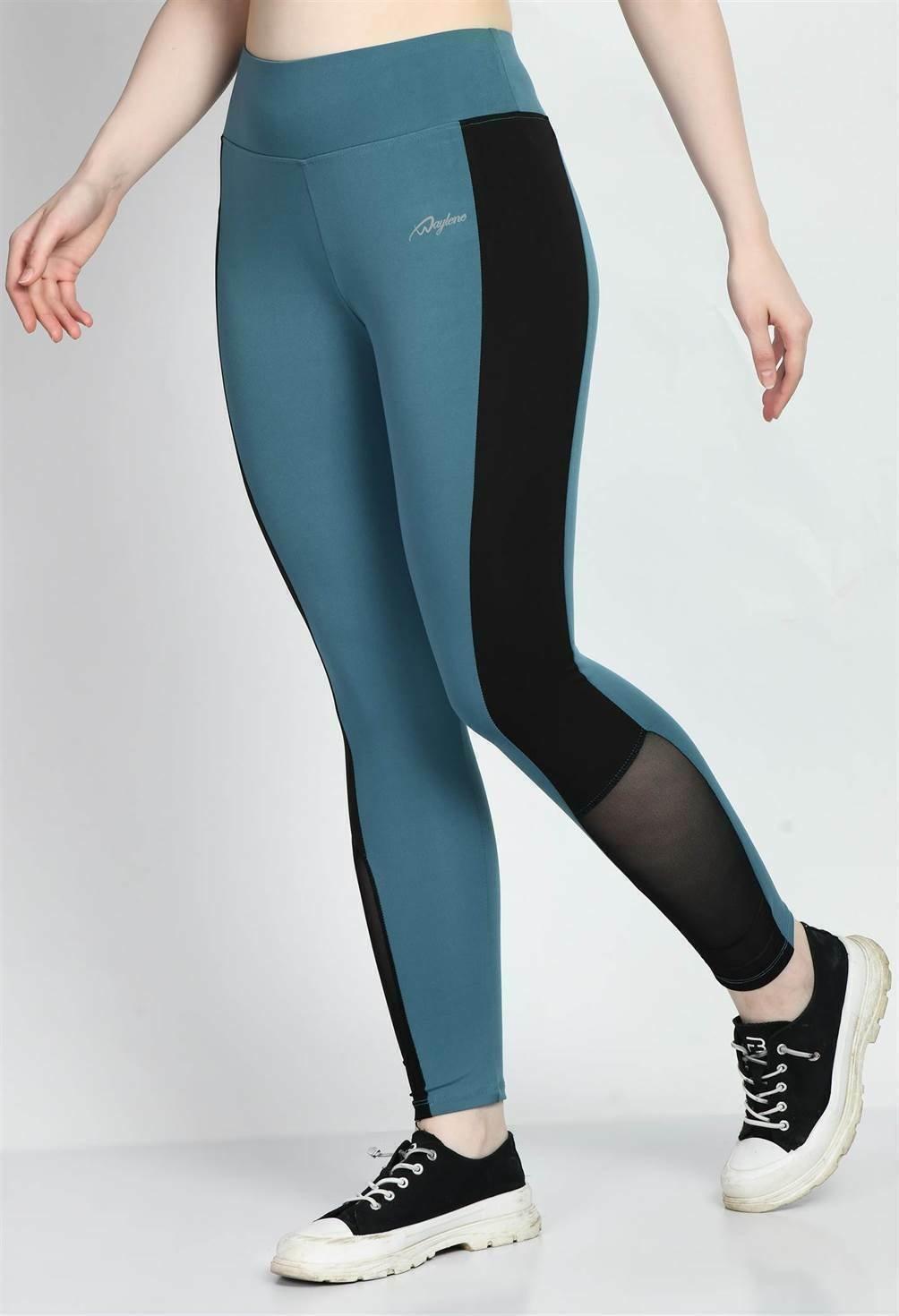 Sports Wear Color Block Airforce Blue Tights - Waylene