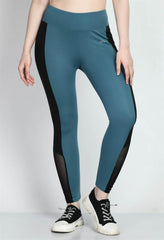 Sports Wear Color Block Airforce Blue Tights - Waylene