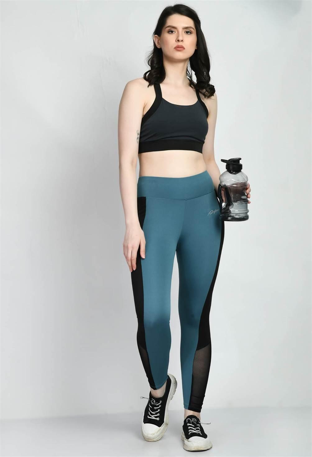 Sports Wear Color Block Airforce Blue Tights - Waylene