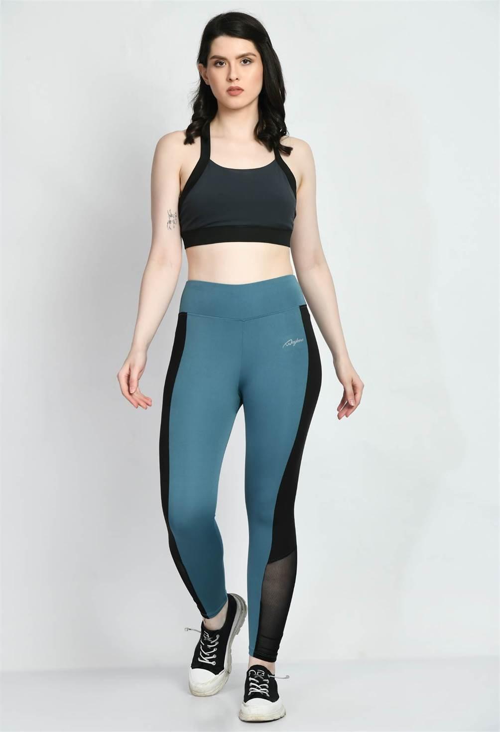 Sports Wear Color Block Airforce Blue Tights - Waylene