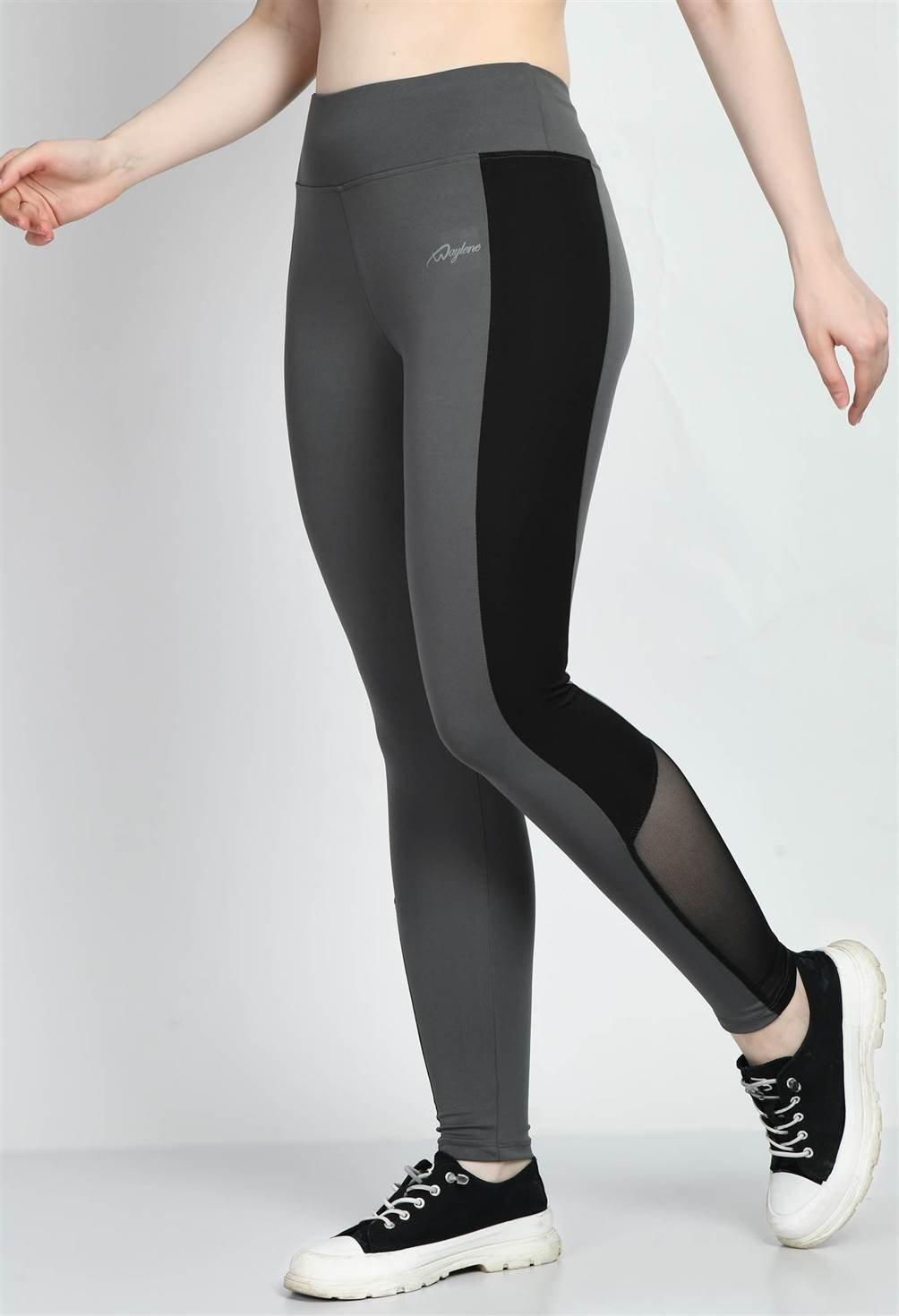 Sports Wear Color Block Grey Tights - Waylene