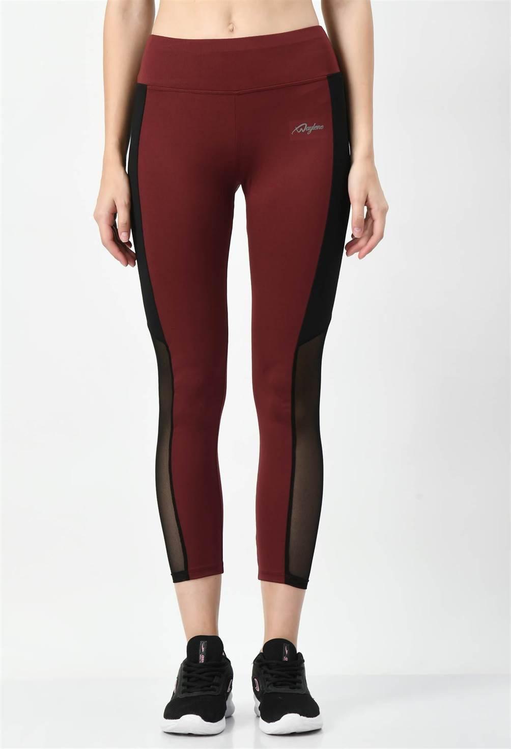 Sports Wear Color Block Wine Tights - Waylene