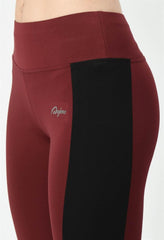 Sports Wear Color Block Wine Tights - Waylene